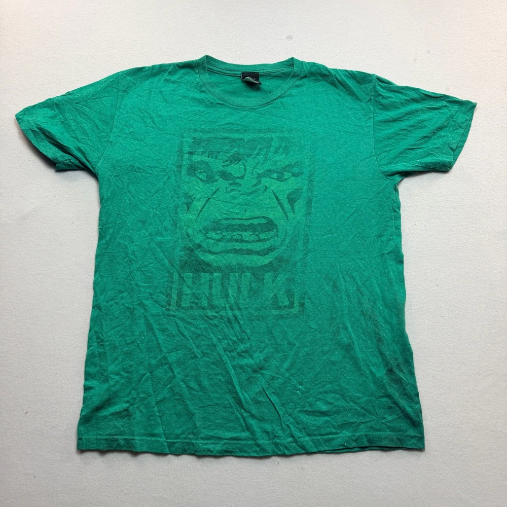 Marvel Hulk T-Shirt Mens Large Green Excellent Graphic Mad Engine 2012 Tee